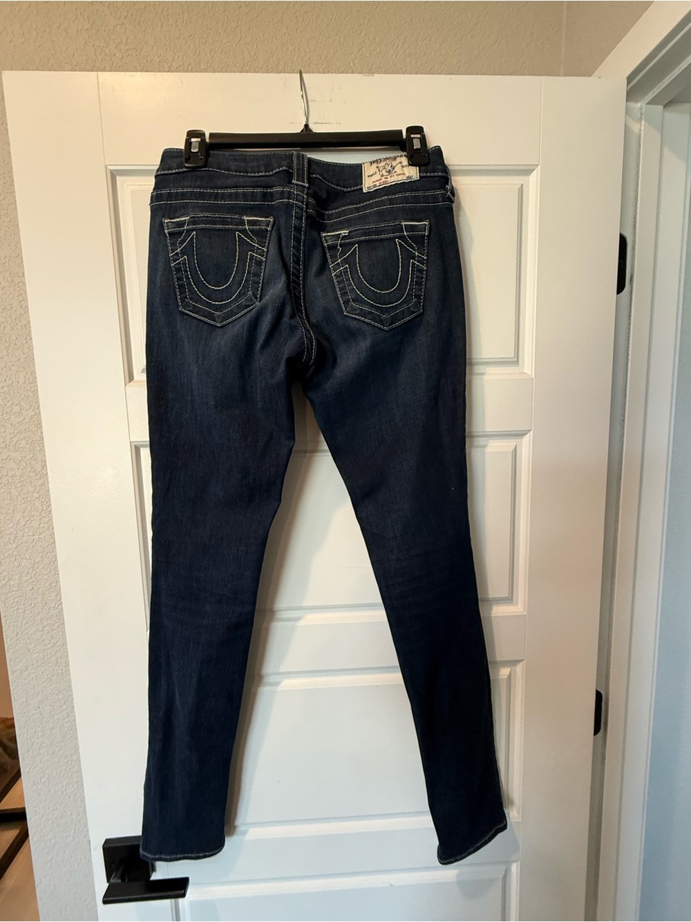 Vintage (2010s) Low Rise True Religion Dark Blue Women's Skinny Jeans